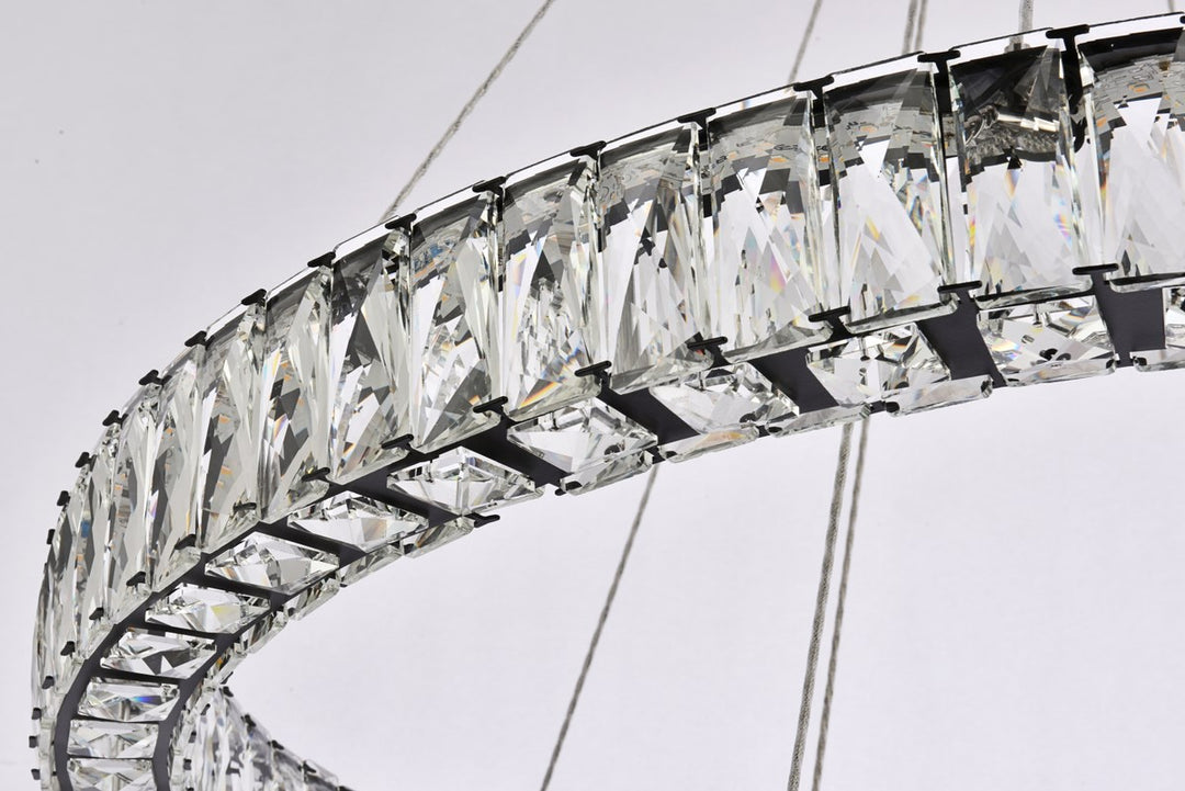 36 Inch Led Double Ring Chandelier In Black