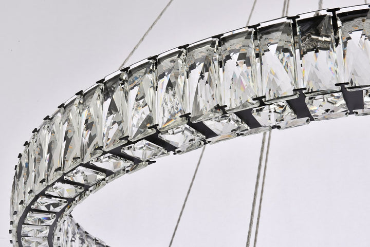 36 Inch Led Double Ring Chandelier In Black