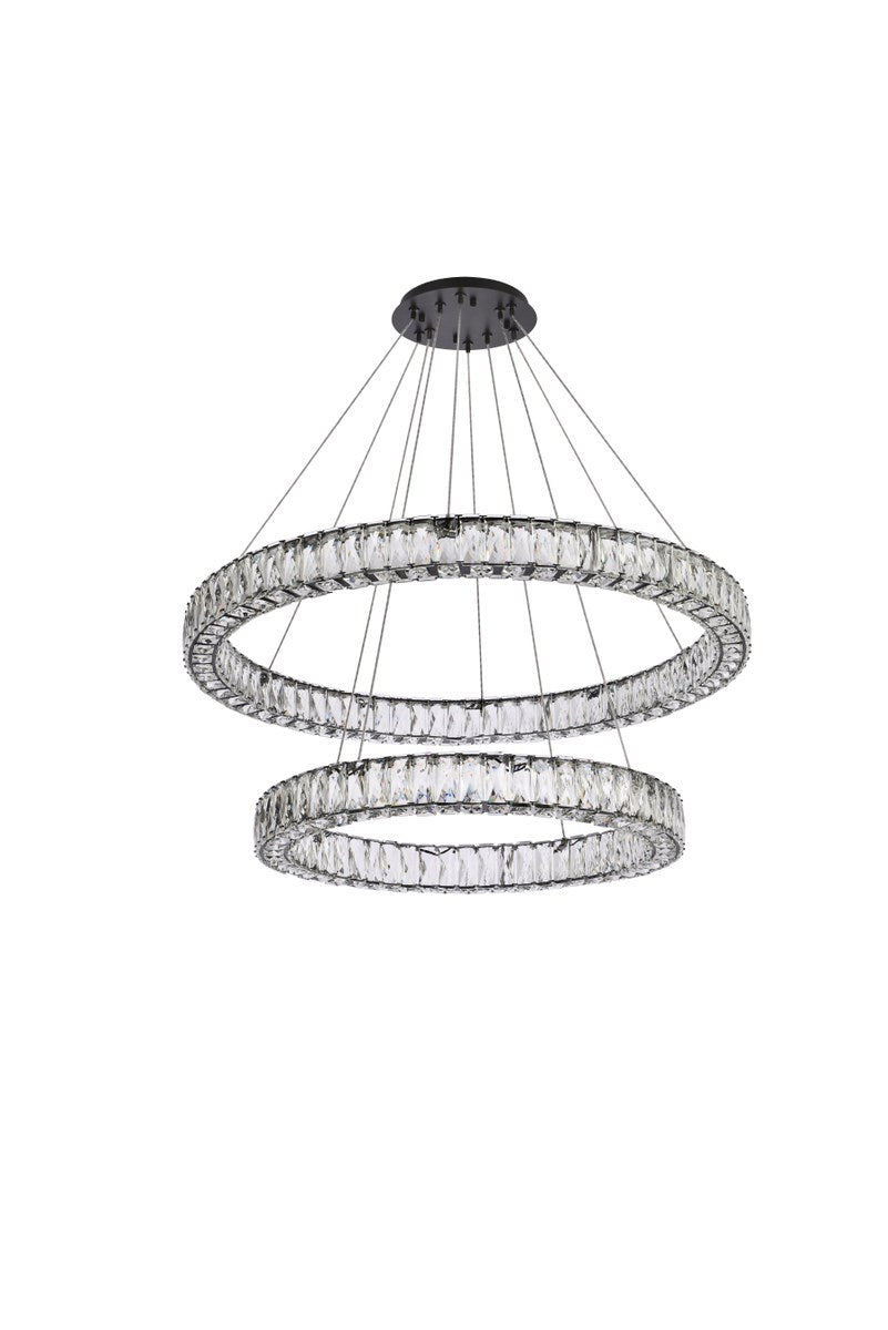 36 Inch Led Double Ring Chandelier In Black