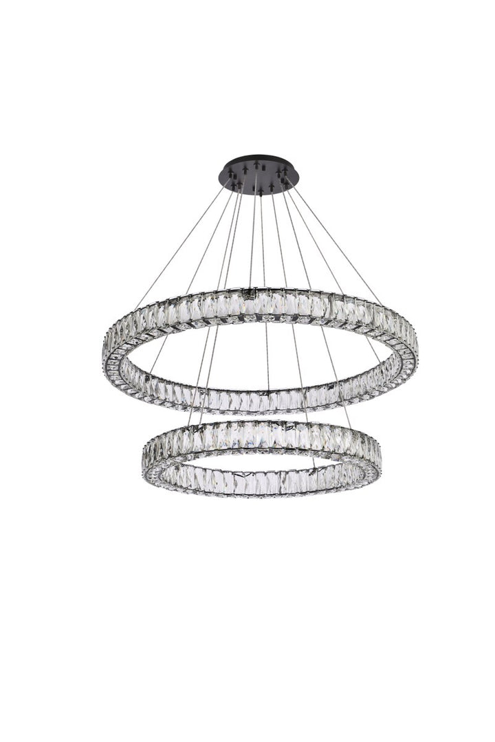 36 Inch Led Double Ring Chandelier In Black