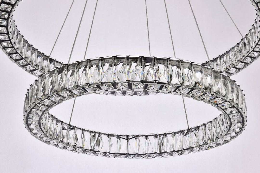 36 Inch Led Double Ring Chandelier In Black