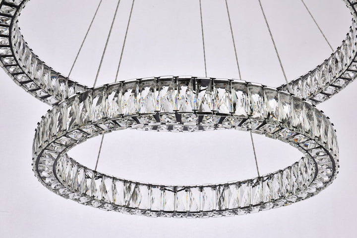 36 Inch Led Double Ring Chandelier In Black
