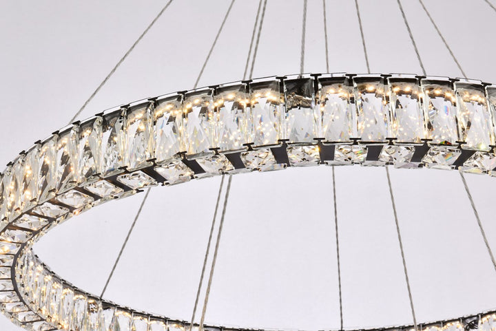 36 Inch Led Double Ring Chandelier In Black