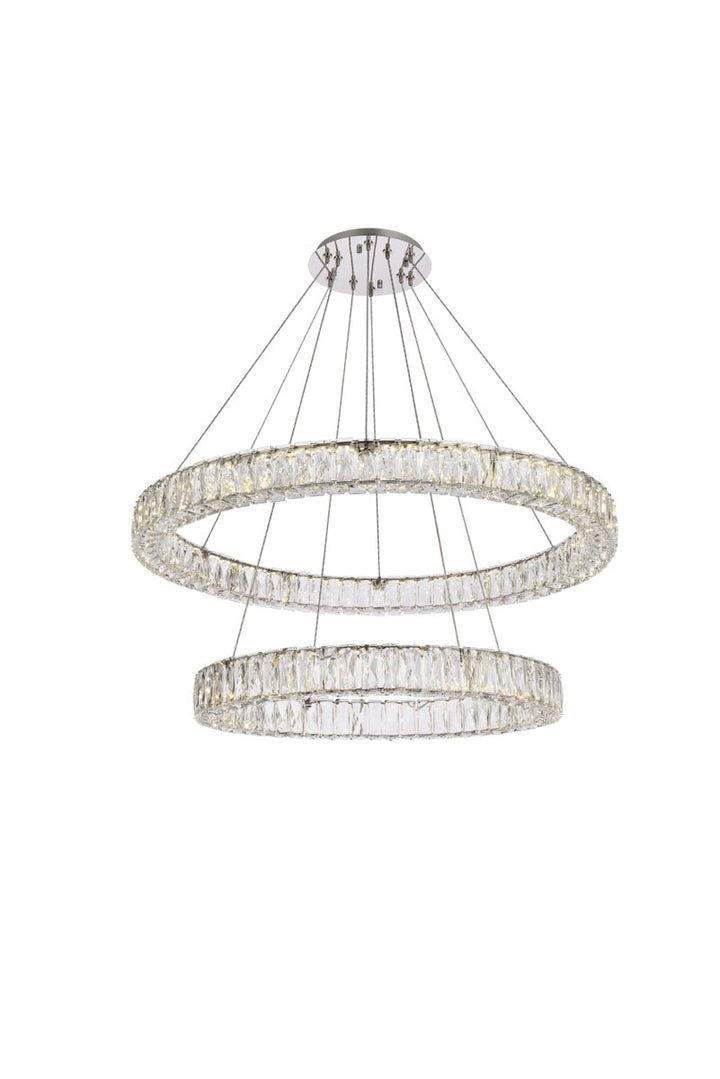 36 Inch Led Double Ring Chandelier In Chrome by Elegant Lighting