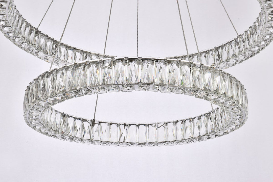 36 Inch Led Double Ring Chandelier In Chrome
