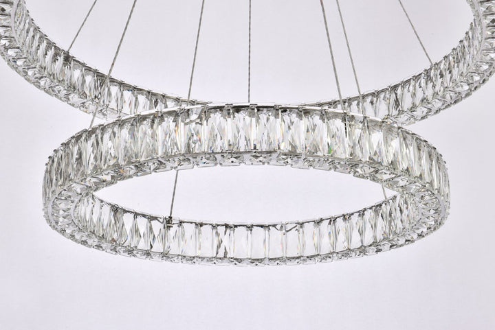 36 Inch Led Double Ring Chandelier In Chrome
