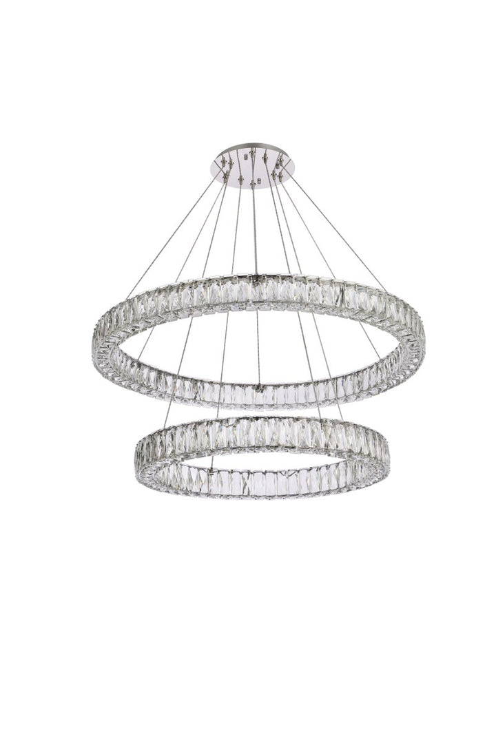 36 Inch Led Double Ring Chandelier In Chrome