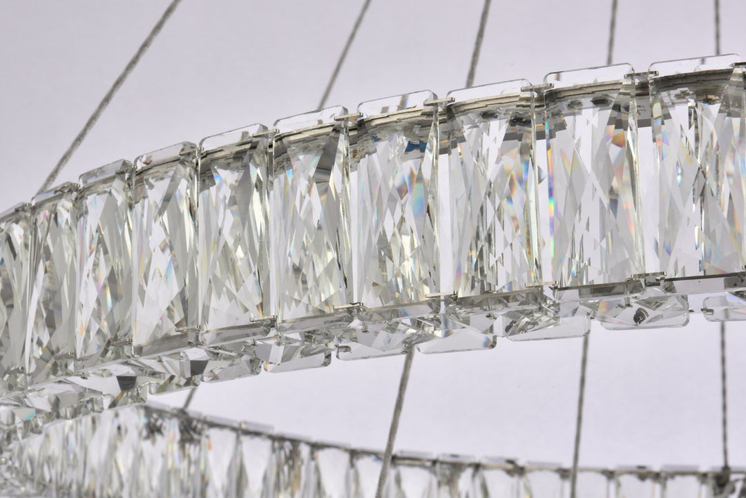 36 Inch Led Double Ring Chandelier In Chrome