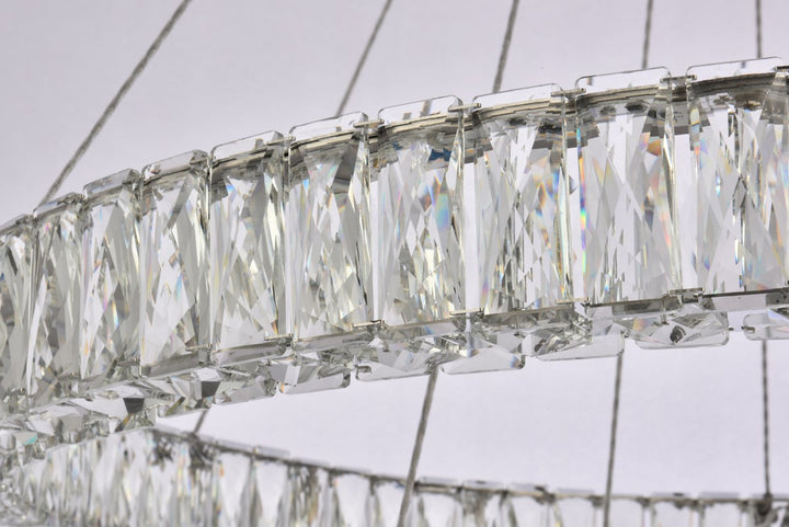 36 Inch Led Double Ring Chandelier In Chrome