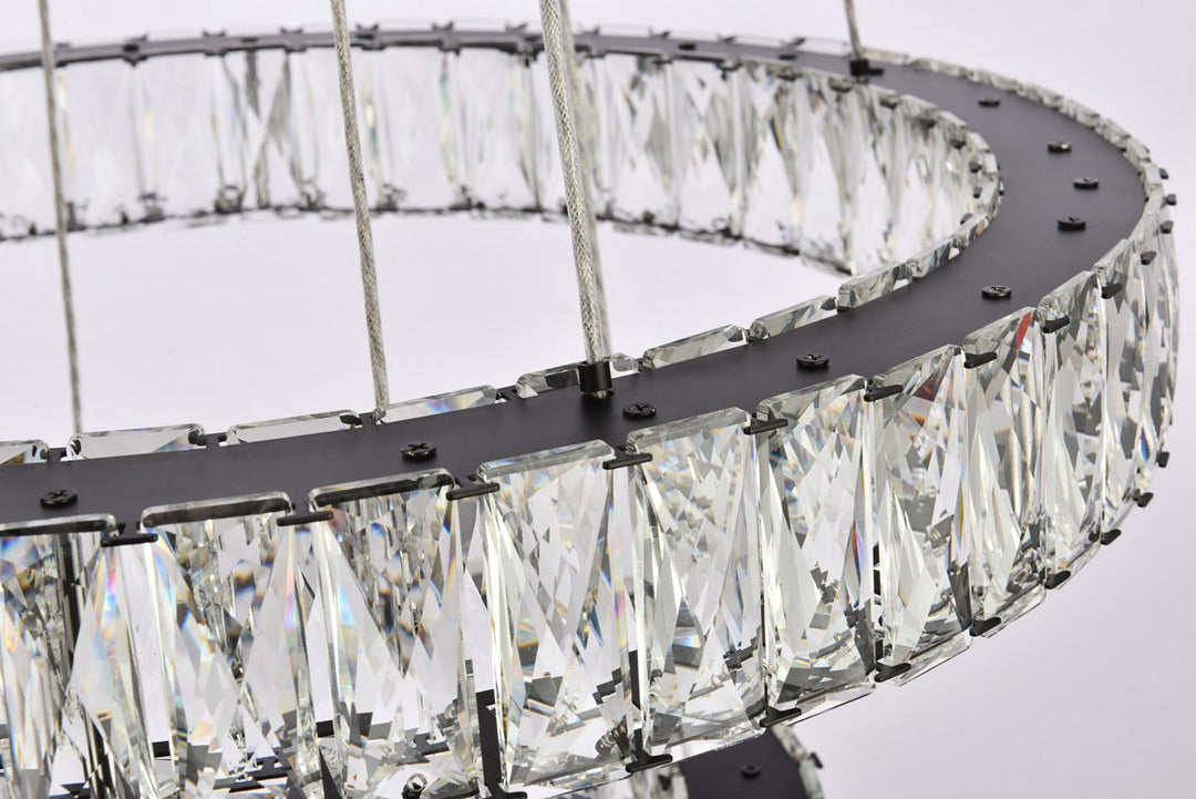 32 Inch Led Triple Ring Chandelier In Black