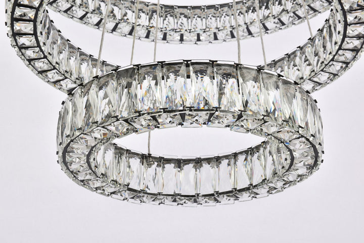 32 Inch Led Triple Ring Chandelier In Black