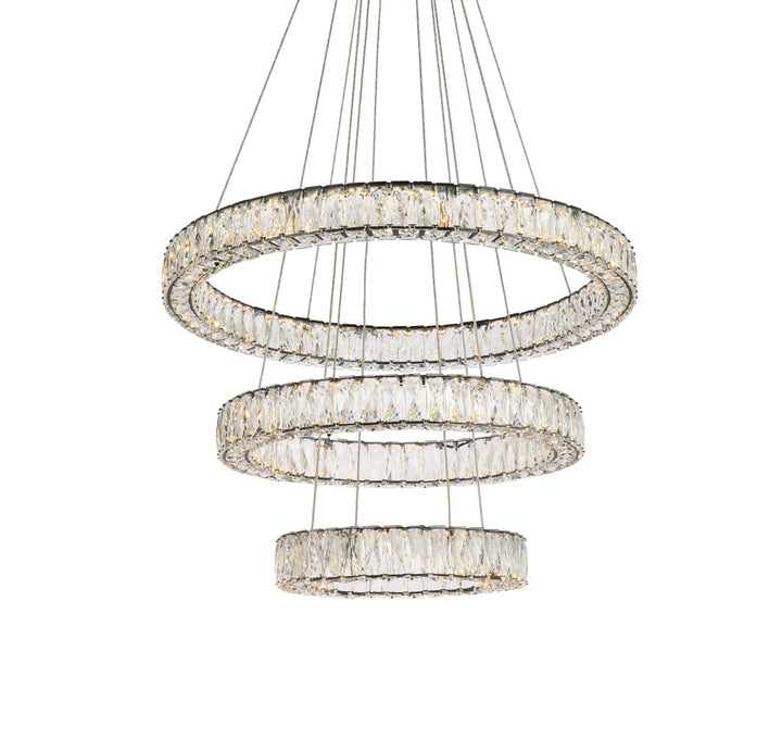 32 Inch Led Triple Ring Chandelier In Black