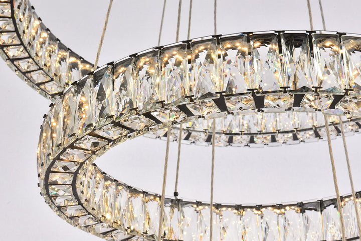 32 Inch Led Triple Ring Chandelier In Black