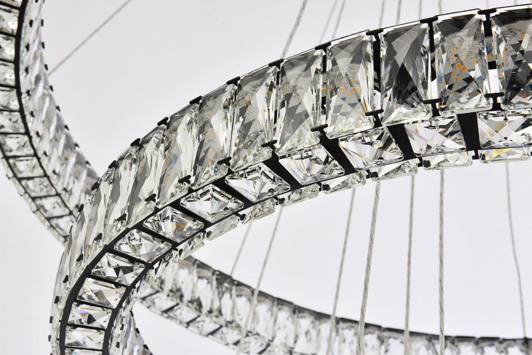 41 Inch Led Four Ring Chandelier In Black