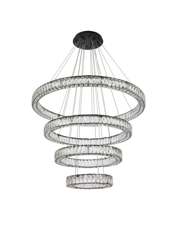 41 Inch Led Four Ring Chandelier In Black