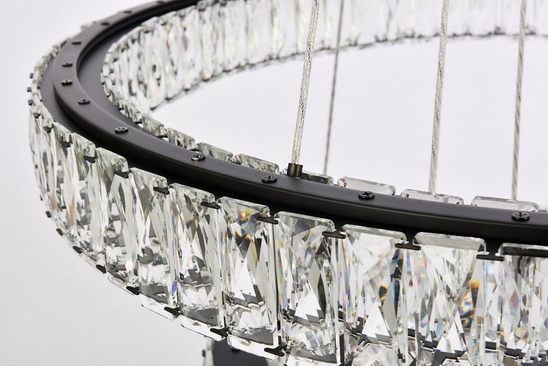 41 Inch Led Four Ring Chandelier In Black