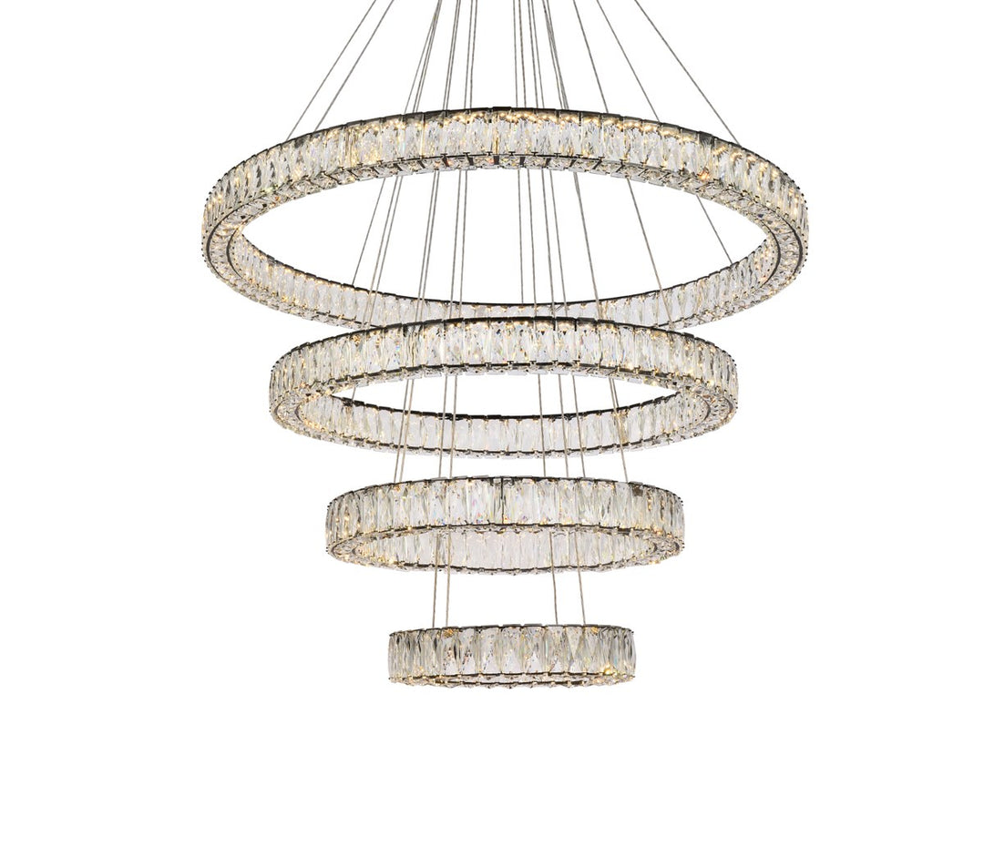 41 Inch Led Four Ring Chandelier In Black