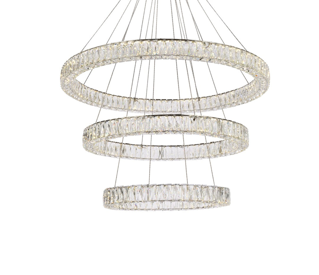 41 Inch Led Triple Ring Chandelier In Chrome