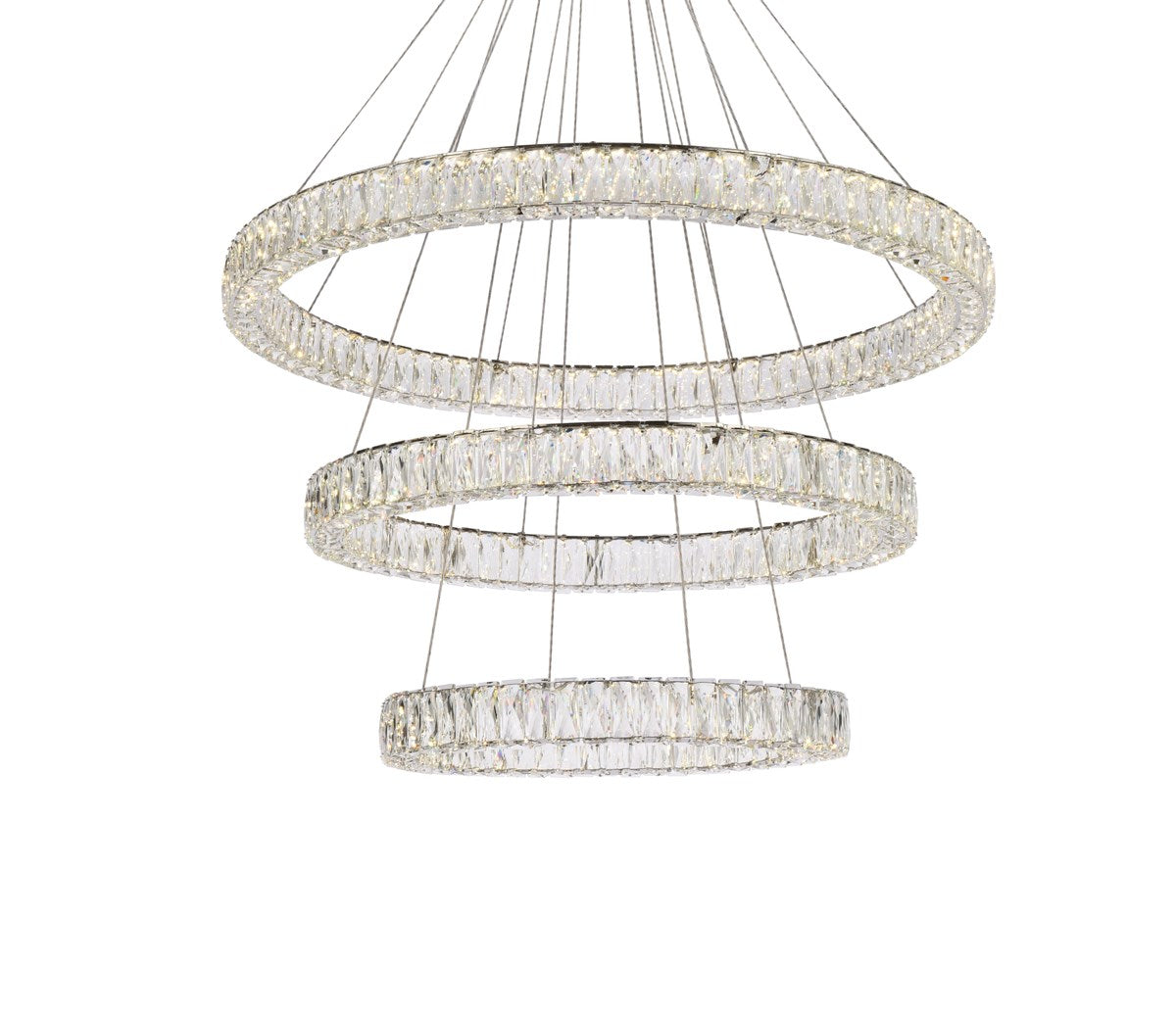 41 Inch Led Triple Ring Chandelier In Chrome