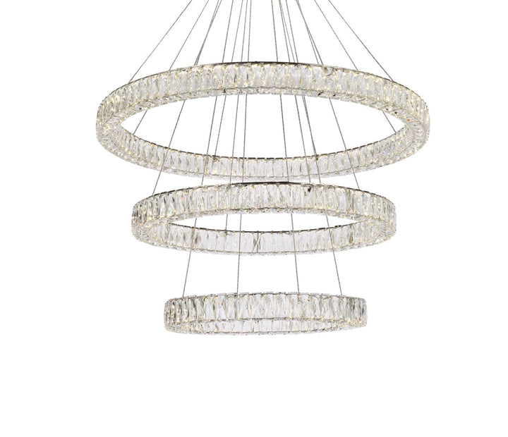 41 Inch Led Triple Ring Chandelier In Chrome
