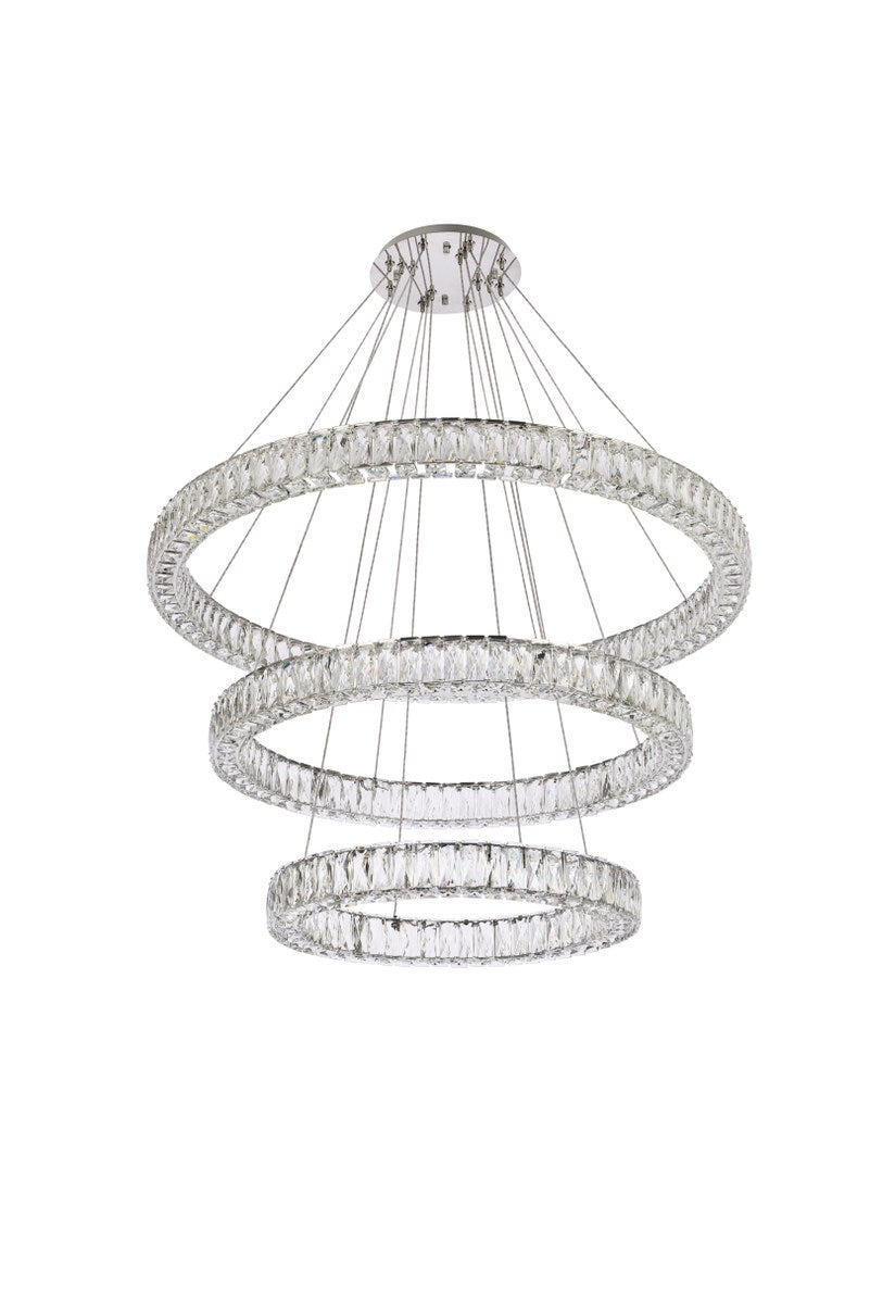 41 Inch Led Triple Ring Chandelier In Chrome