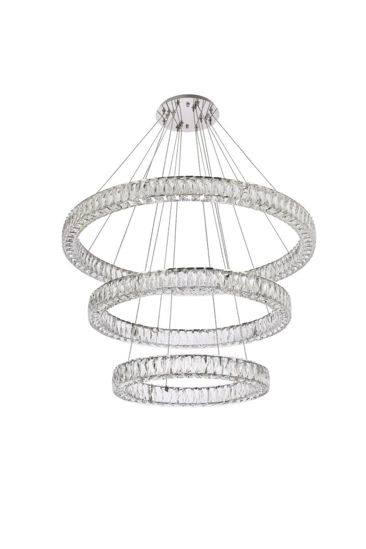 41 Inch Led Triple Ring Chandelier In Chrome