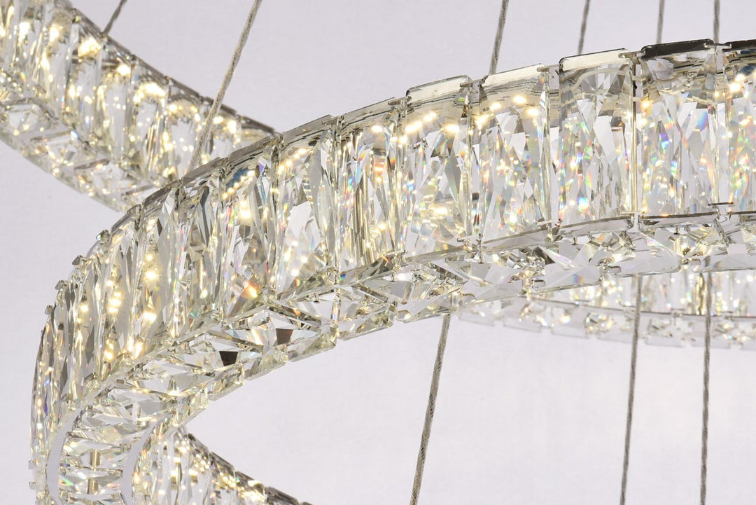 41 Inch Led Triple Ring Chandelier In Chrome
