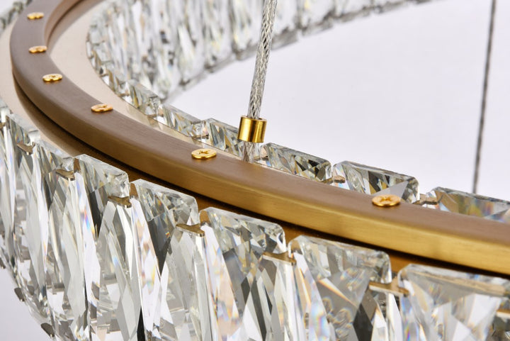41 Inch Led Triple Ring Chandelier In Gold