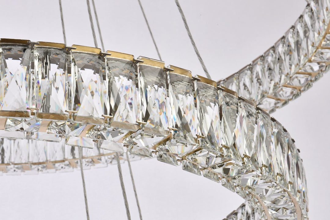 41 Inch Led Triple Ring Chandelier In Gold