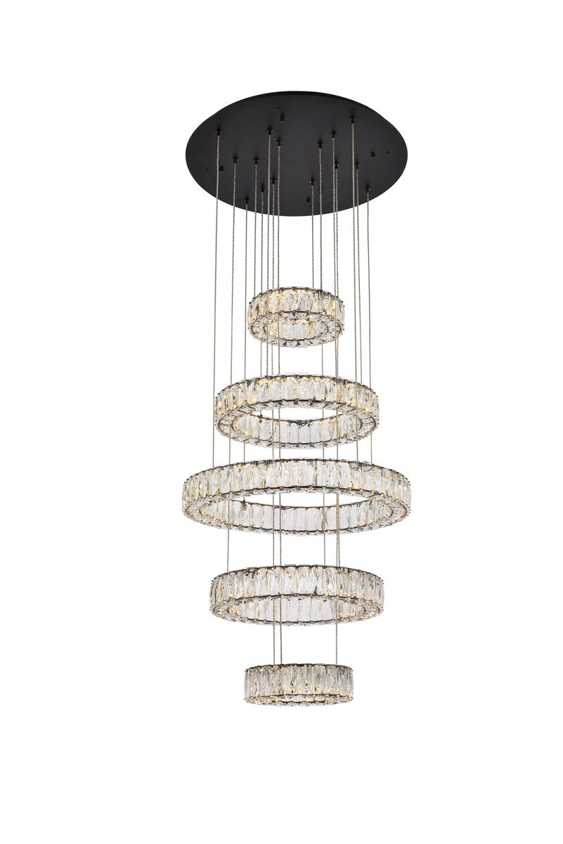 25 Inch Led Five Ring Chandelier In Black by Elegant Lighting