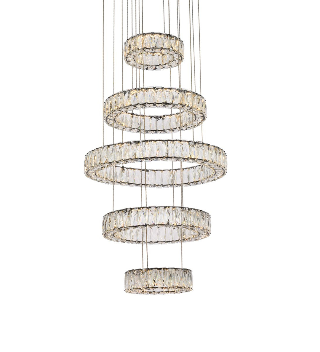 25 Inch Led Five Ring Chandelier In Black