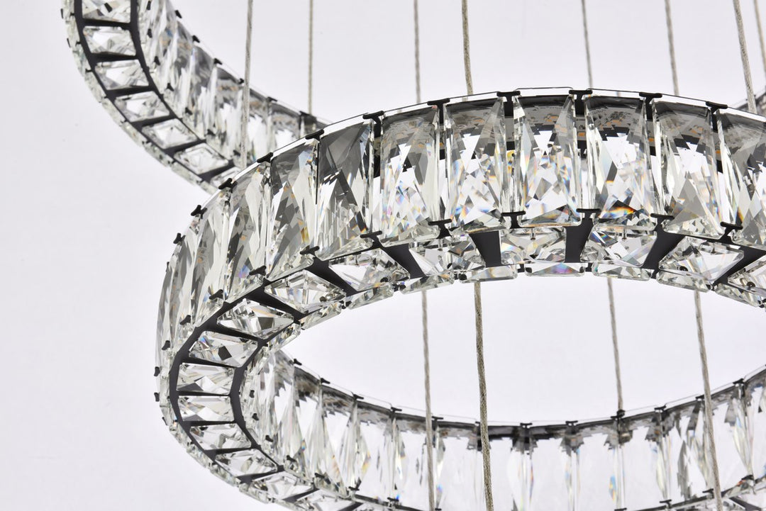 25 Inch Led Five Ring Chandelier In Black