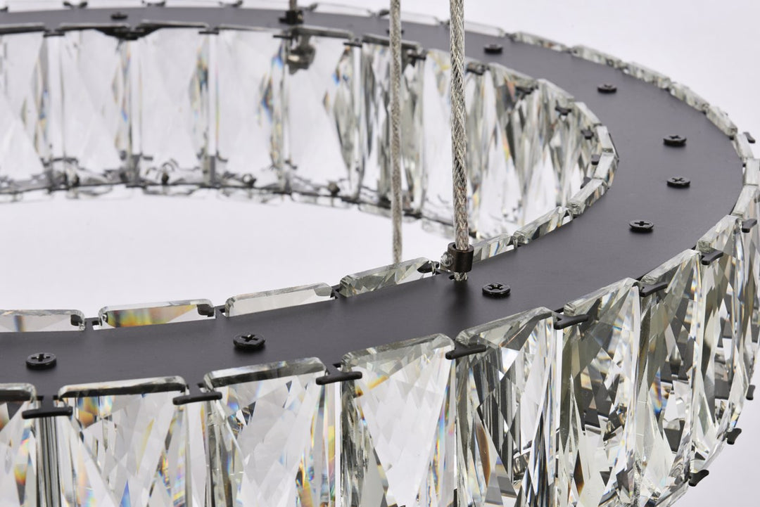 25 Inch Led Five Ring Chandelier In Black