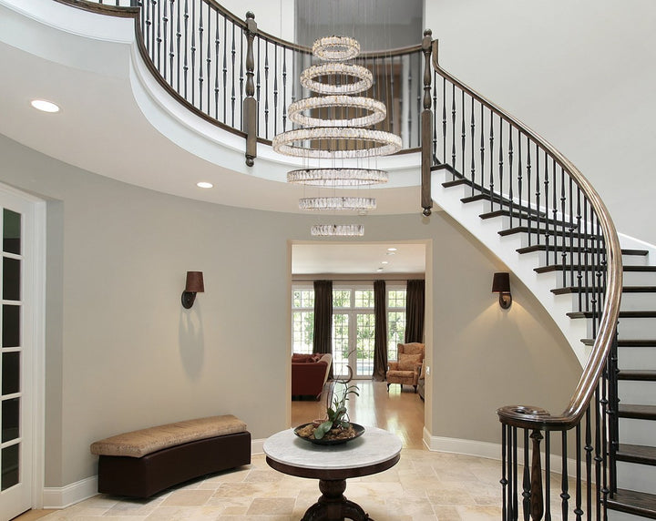40 Inch Led Seven Ring Chandelier In Black