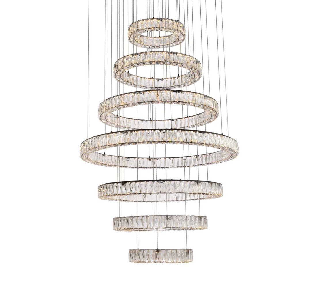 40 Inch Led Seven Ring Chandelier In Black