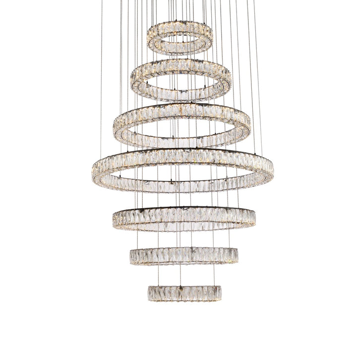 40 Inch Led Seven Ring Chandelier In Black