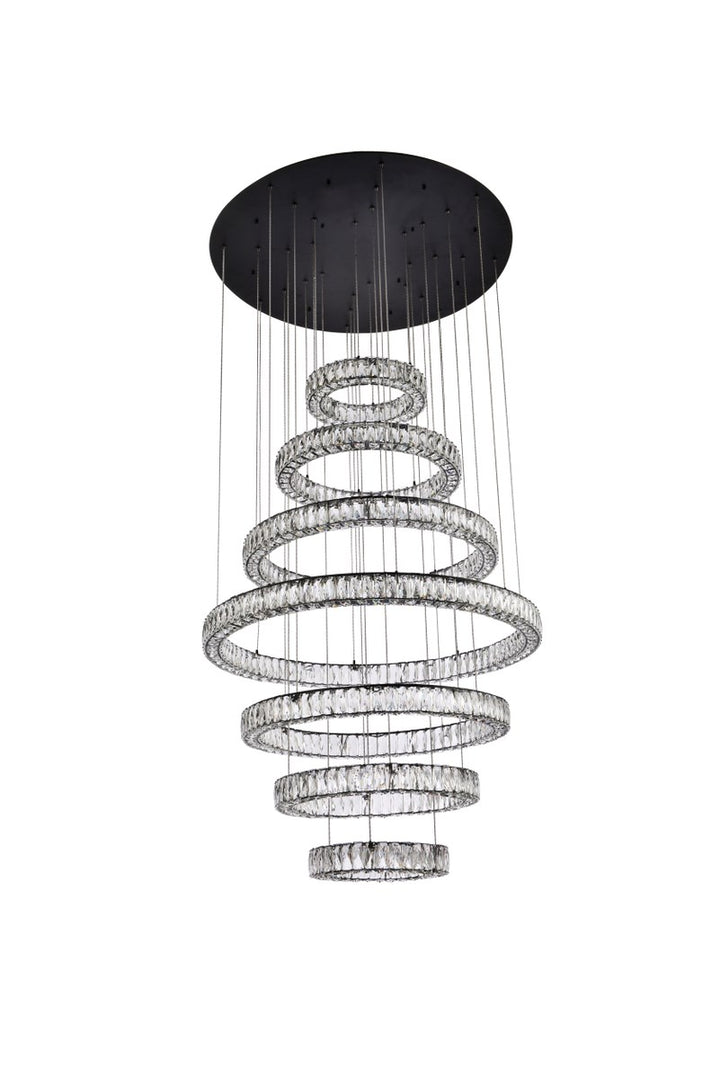 40 Inch Led Seven Ring Chandelier In Black