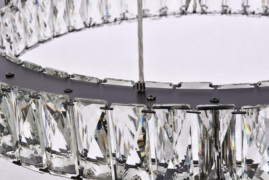 40 Inch Led Seven Ring Chandelier In Black
