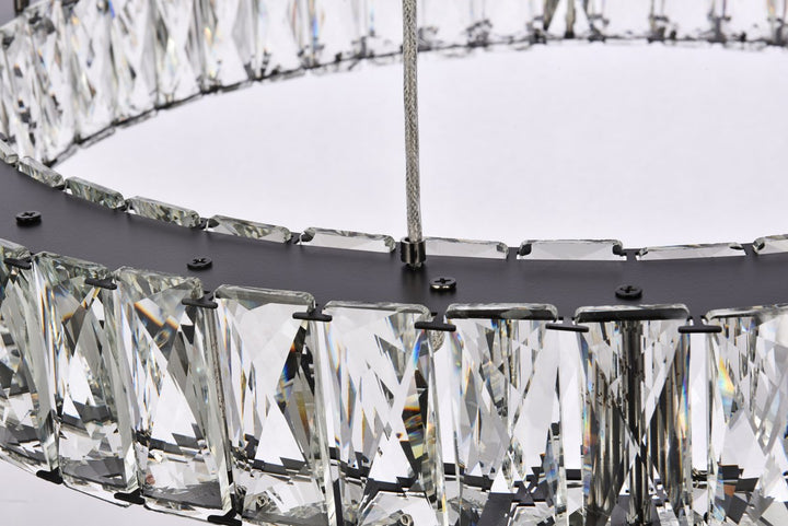 40 Inch Led Seven Ring Chandelier In Black