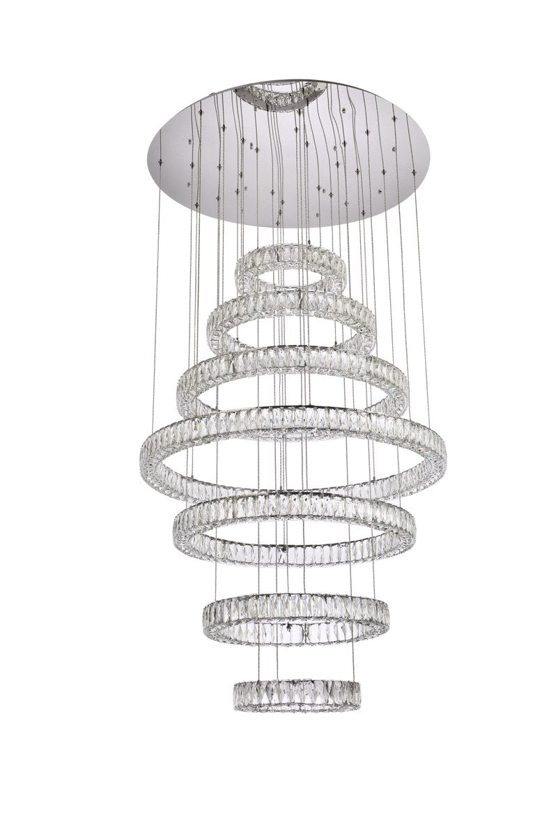 40 Inch Led Seven Ring Chandelier In Chrome