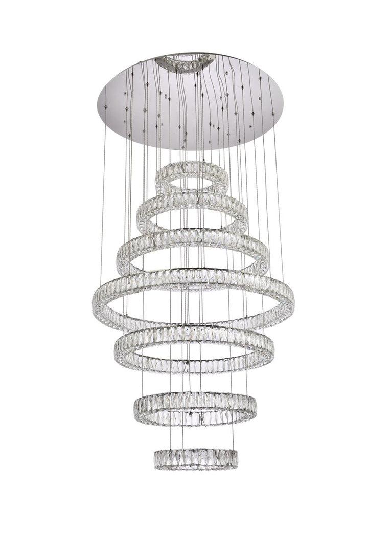 40 Inch Led Seven Ring Chandelier In Chrome