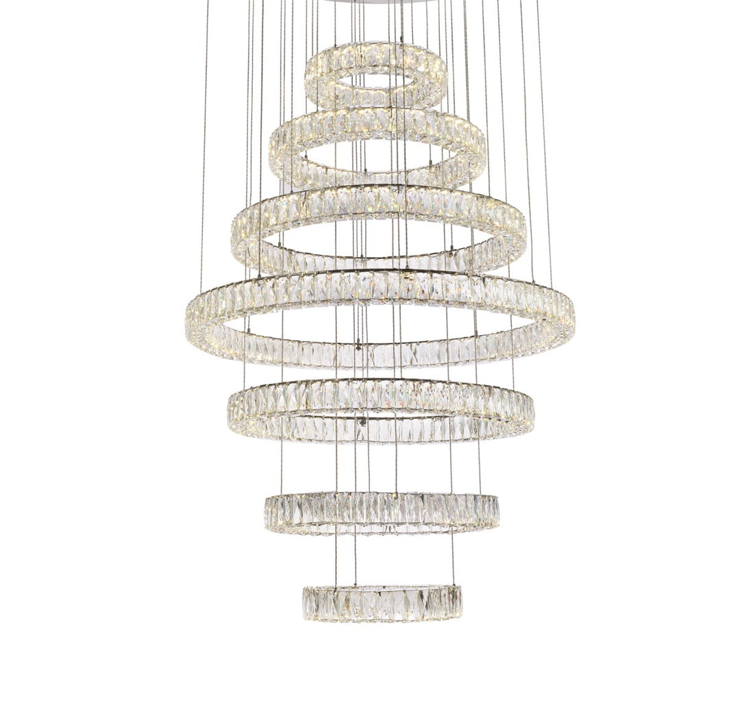 40 Inch Led Seven Ring Chandelier In Chrome