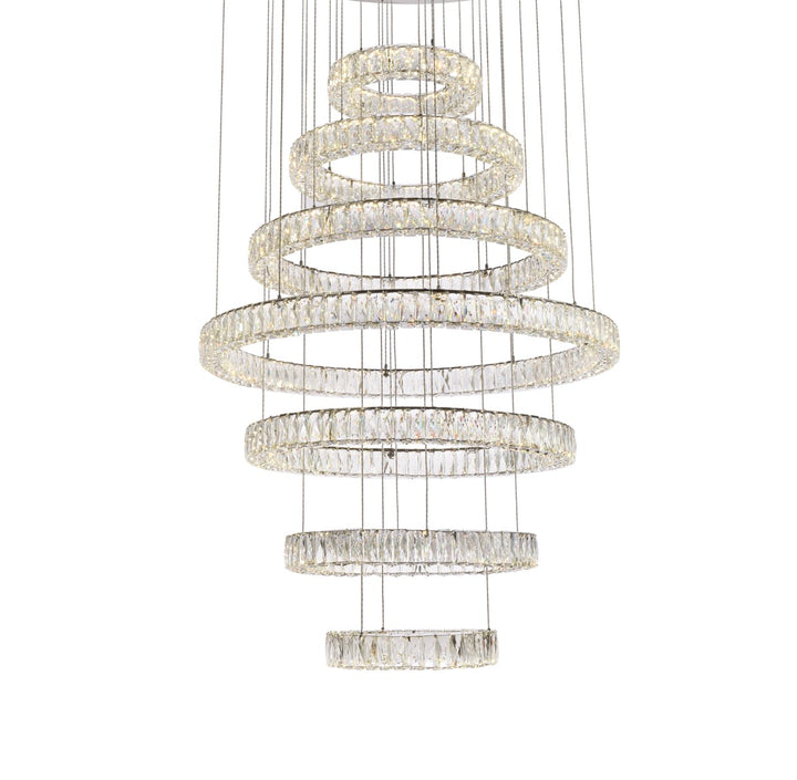 40 Inch Led Seven Ring Chandelier In Chrome