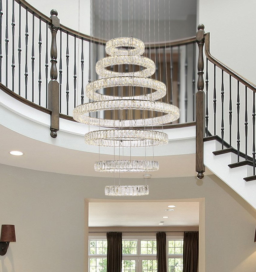 40 Inch Led Seven Ring Chandelier In Chrome