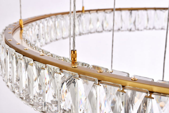 40 Inch Led Seven Ring Chandelier In Gold