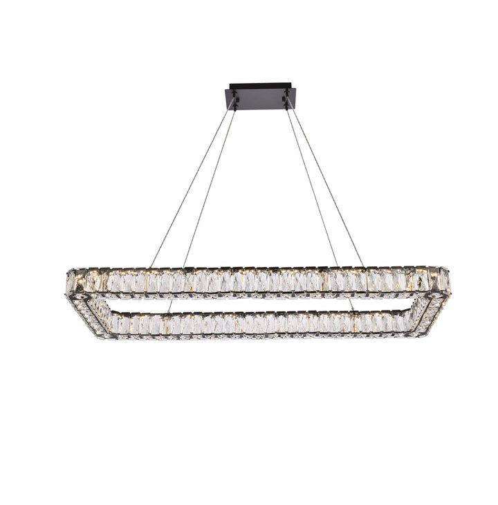 42 Inch Led Single Rectangle Pendant In Black by Elegant Lighting