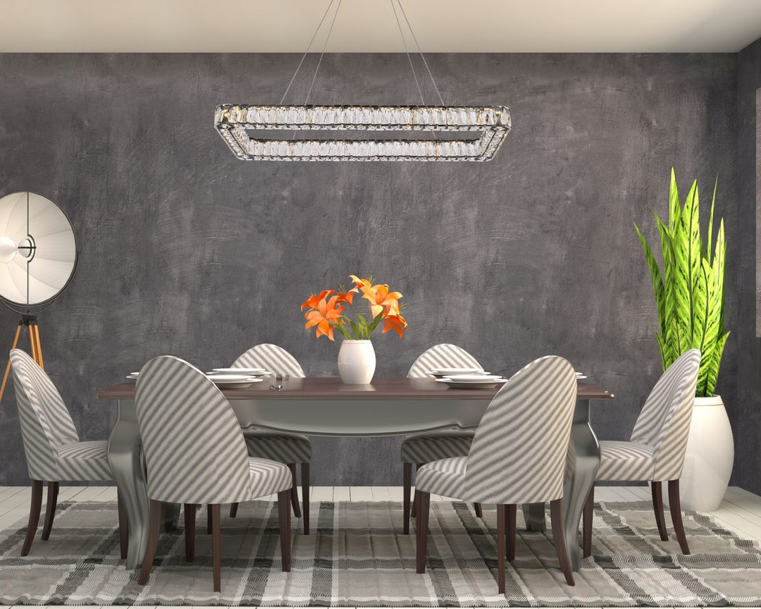 42 Inch Led Single Rectangle Pendant In Black