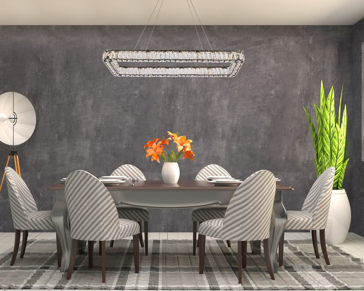 42 Inch Led Single Rectangle Pendant In Black