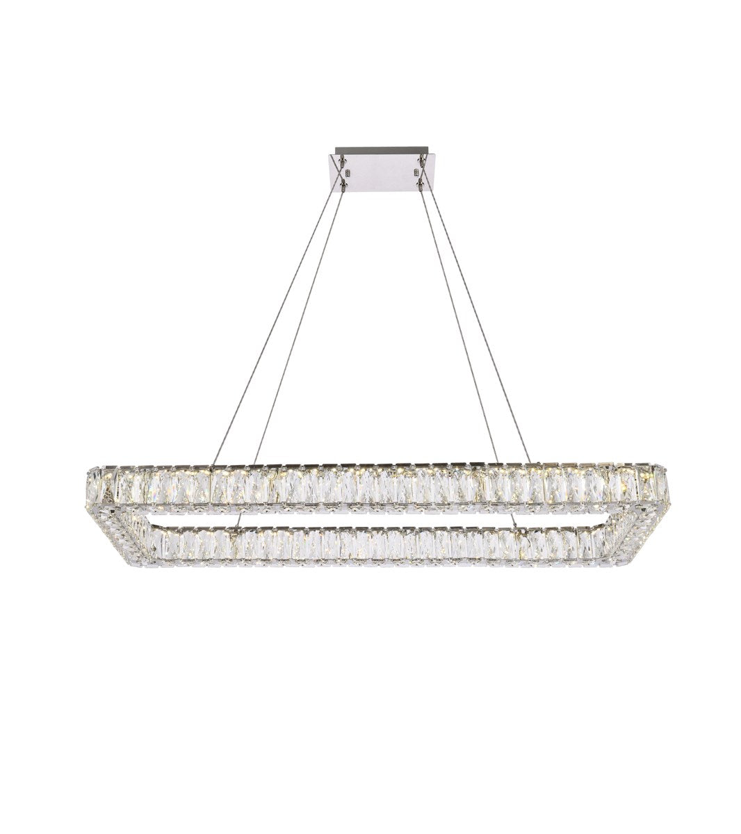 42 Inch Led Single Rectangle Pendant In Chrome by Elegant Lighting