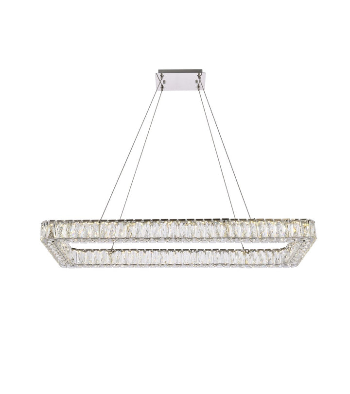 42 Inch Led Single Rectangle Pendant In Chrome by Elegant Lighting